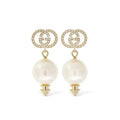 18K Gucci Pearl Pendant Earrings