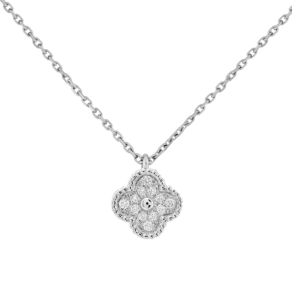 18K Van Cleef & Arpels White Gold Sweet Alhambra Diamond Necklace