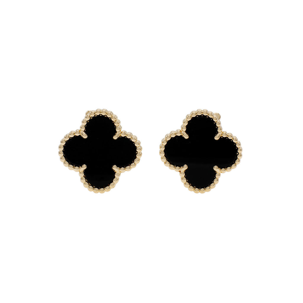 18K Van Cleef & Arpels Vintage Alhambra Black Earrings