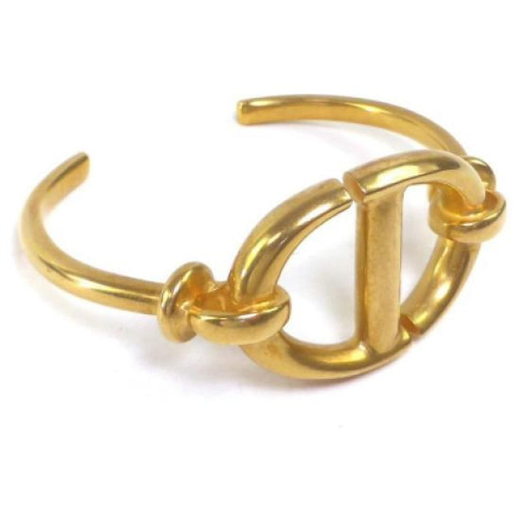 18K Dior Navy Logo Bangle Open Cuff Bracelet