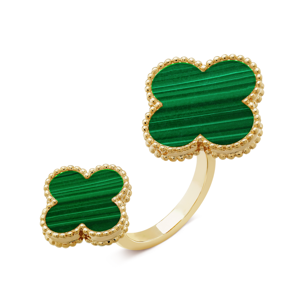 18K Van Cleef & Arpels Magic Alhambra Malachite Clover Ring