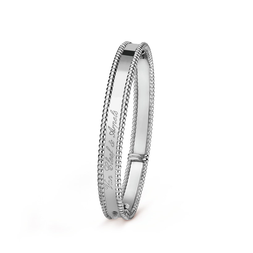 18K Van Cleef & Arpels White Gold Perlee Signature Bracelet