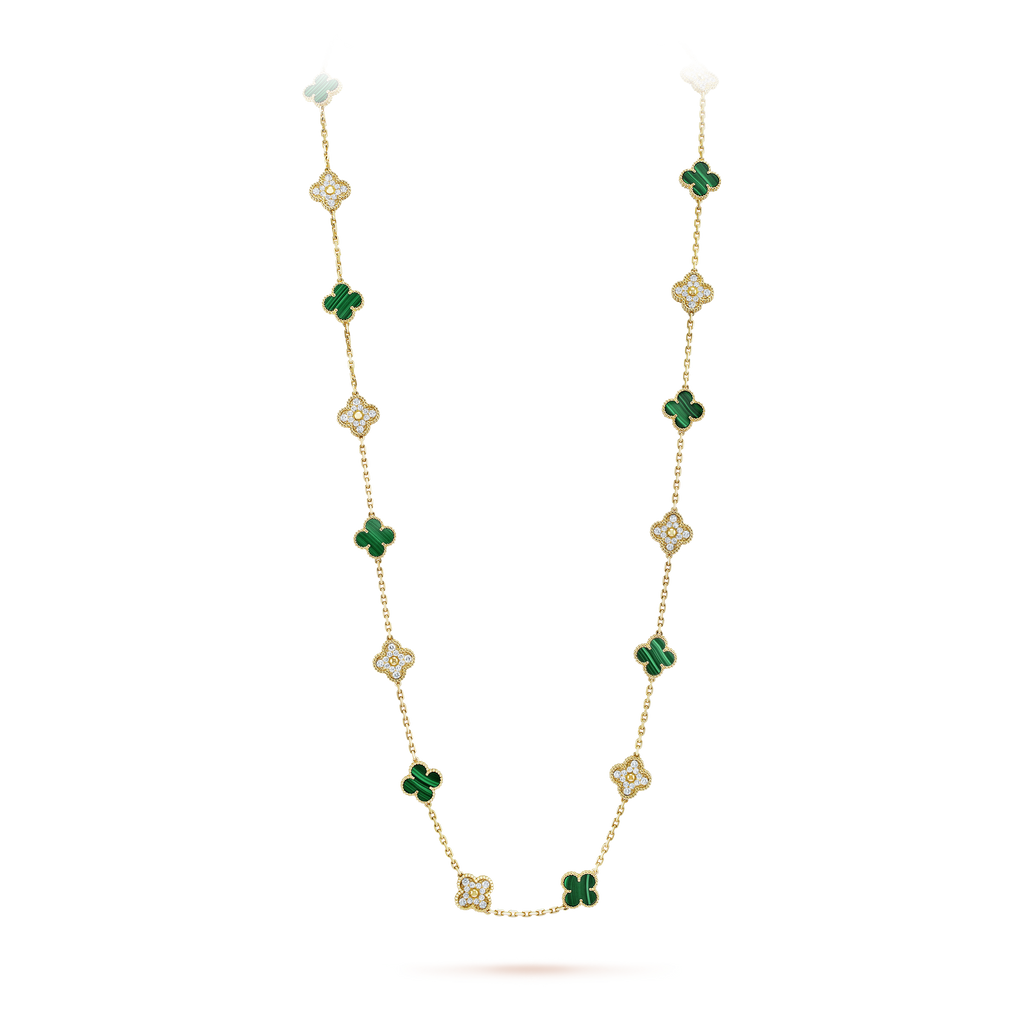 18K Van Cleef & Arpels Vintage Alhambra 20 Motifs Long Clover Necklace
