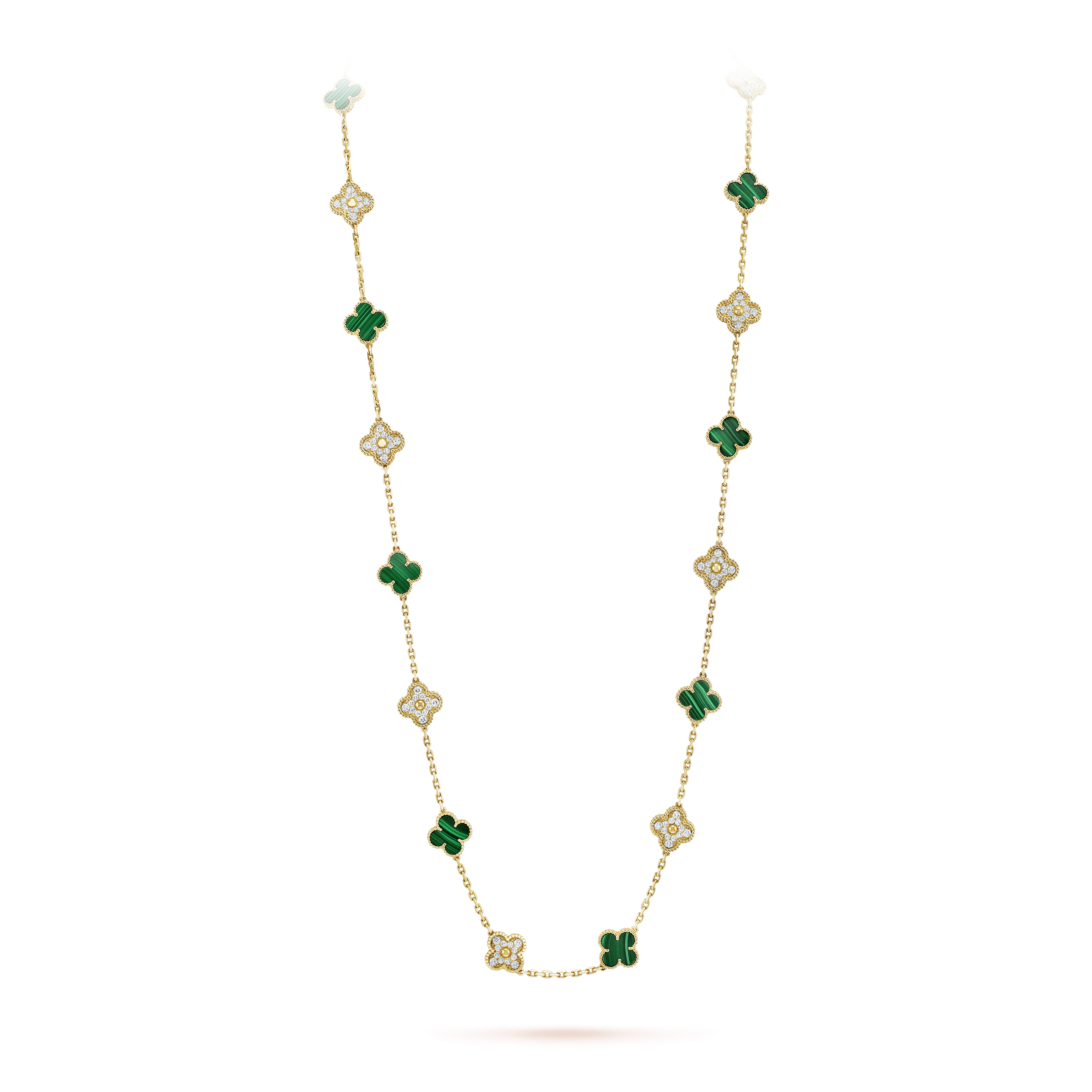 18K Van Cleef & Arpels Vintage Alhambra 20 Motifs Long Clover Necklace