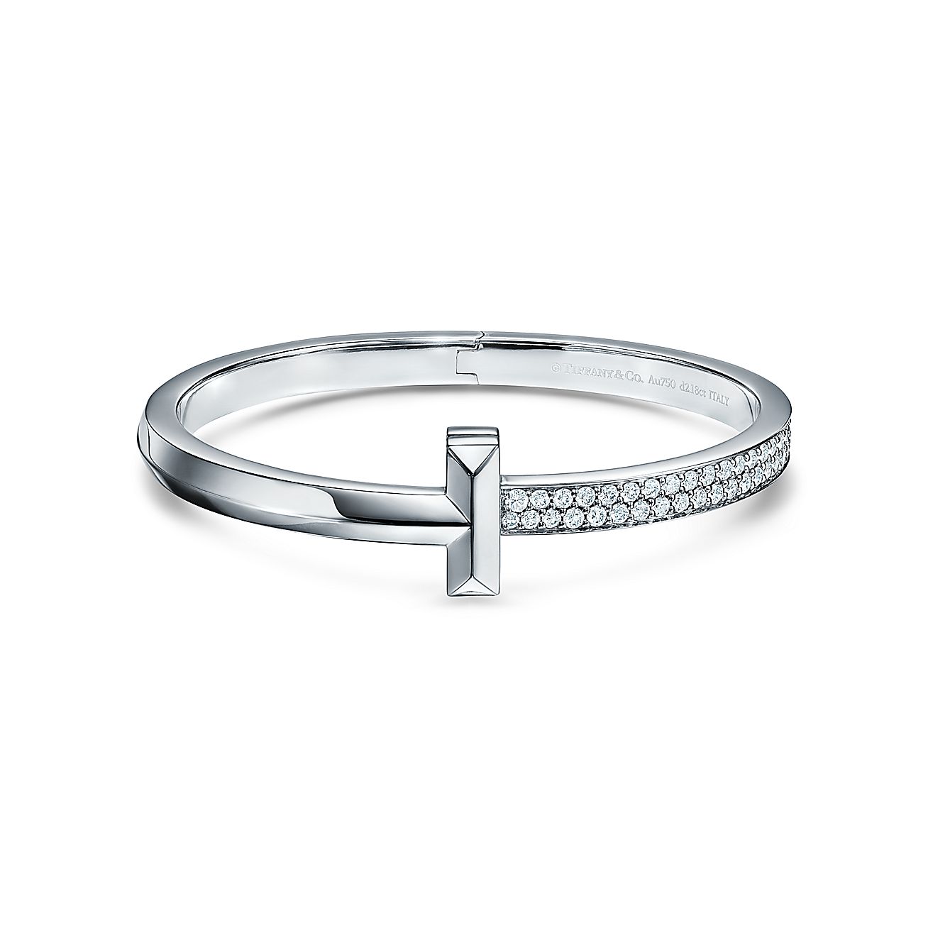 18K Tiffany Wide Diamond Hinged Bracelet