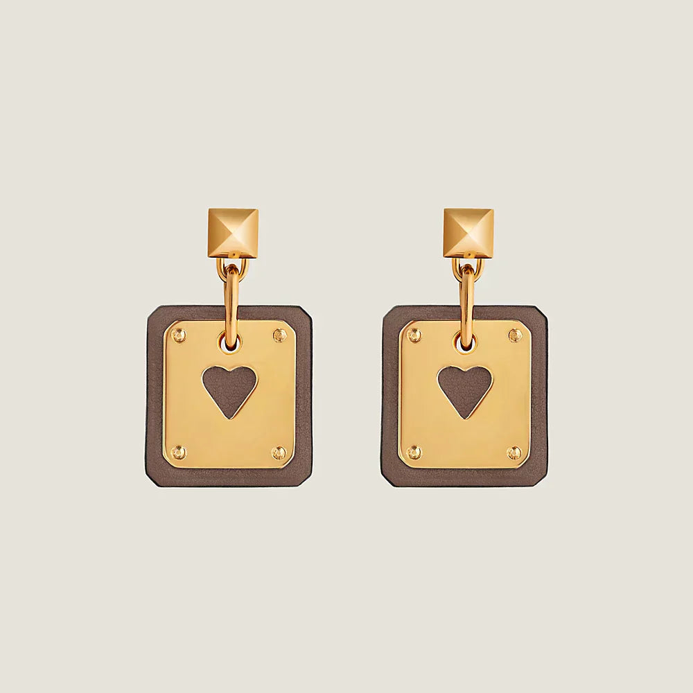 18K As De Coeur Brown Hermes Earrings