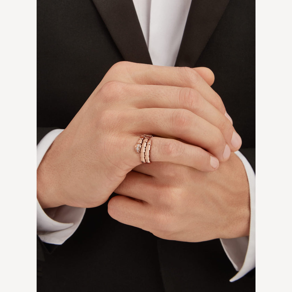 18K BVLGARI BV Serpenti Viper Demi Diamond Ring