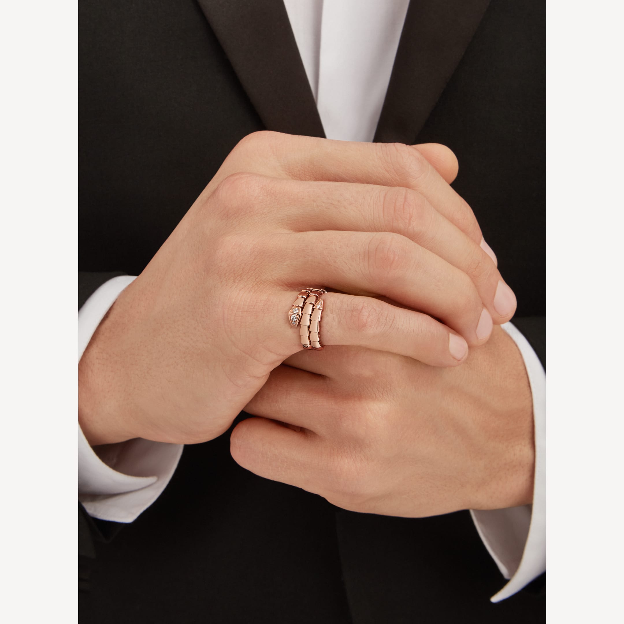 18K BVLGARI BV Serpenti Viper Demi Diamond Ring