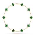 18K Van Cleef & Arpels Vintage Alhambra Malachite 10 Motifs Necklace