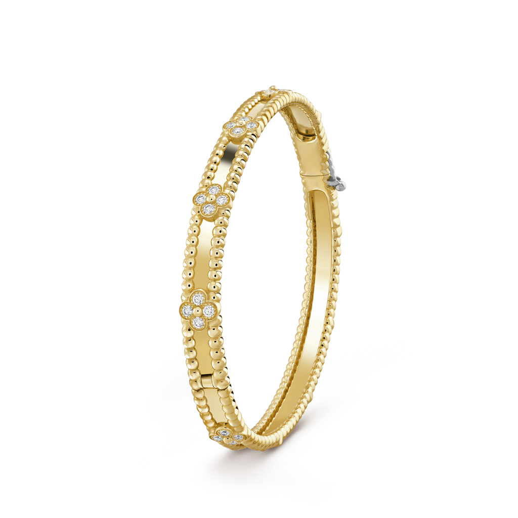18K Van Cleef & Arpels Yellow Gold Perlee Sweet Clovers Small Bracelet