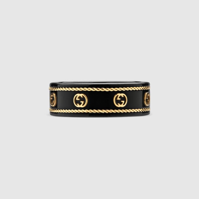 18K Gucci Interlocking G Icon Black Corundum Ring