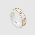 18K Gucci Interlocking G Icon White Zirconia Ring