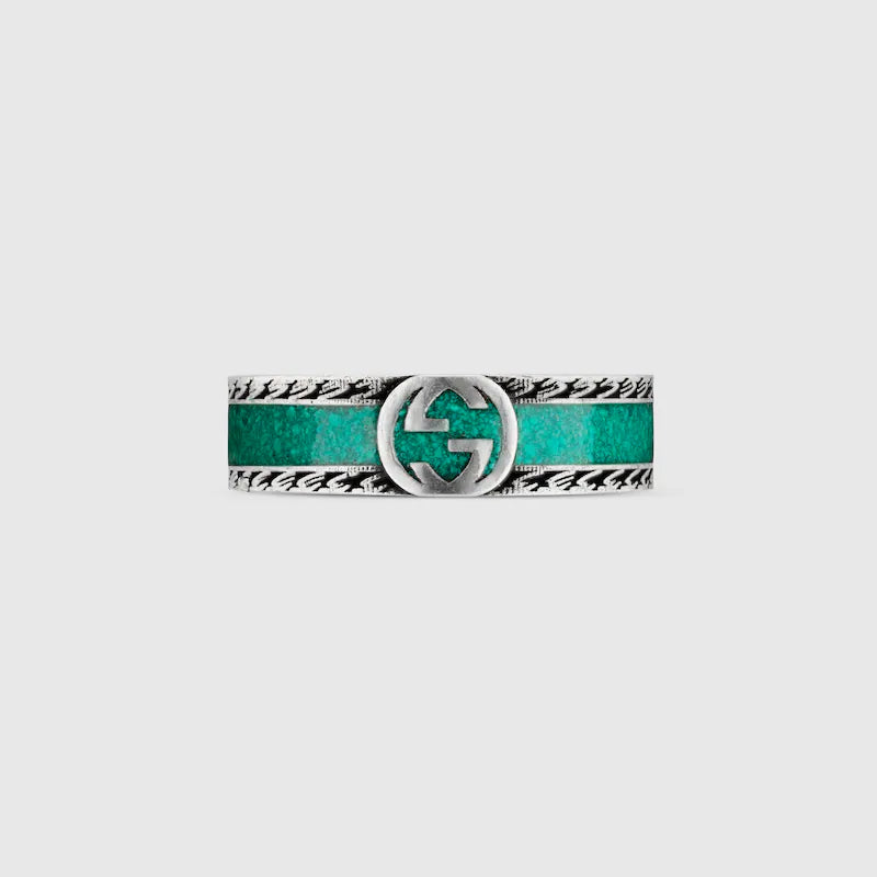 Gucci Interlocking G Turquoise Enamel Ring