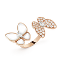 18K Van Cleef & Arpels Two Butterfly Between the Finger Pearl Ring