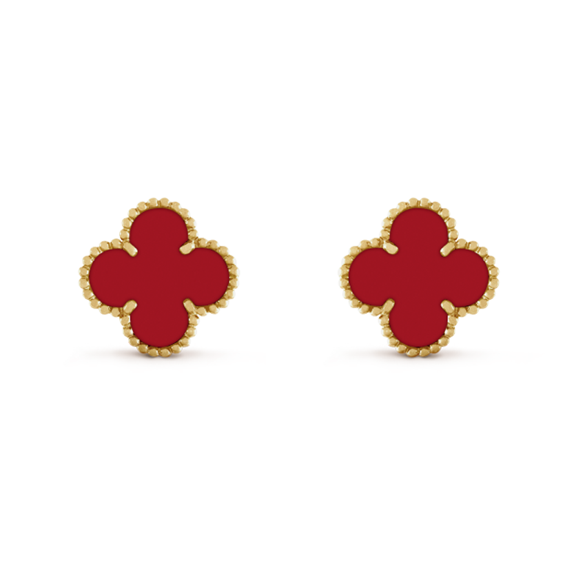 18K Van Cleef & Arpels Vintage Alhambra Carnelian Earrings