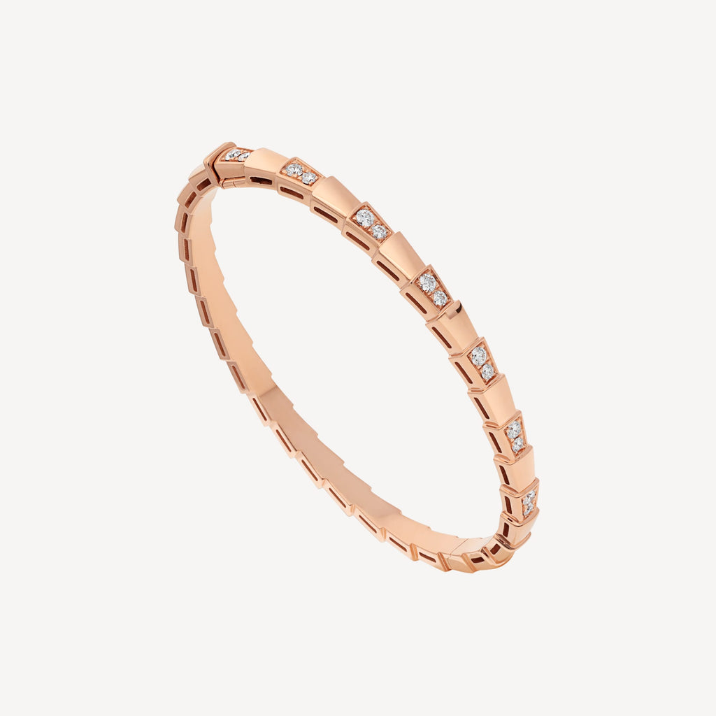 18K BVLGARI BV Serpenti Viper Demi Pave Diamond Bracelet
