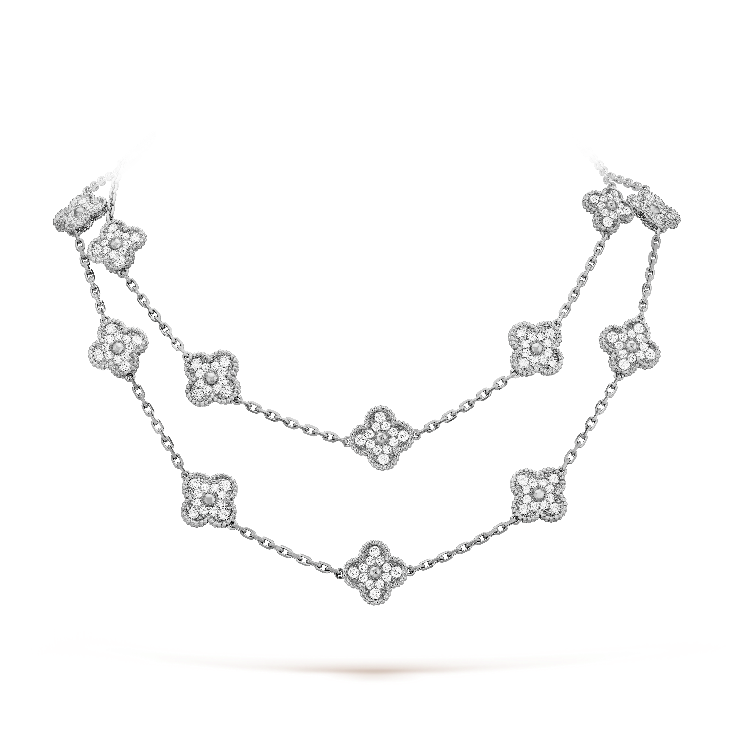 18K Van Cleef & Arpels Vintage Alhambra 20 Motifs Long Necklace