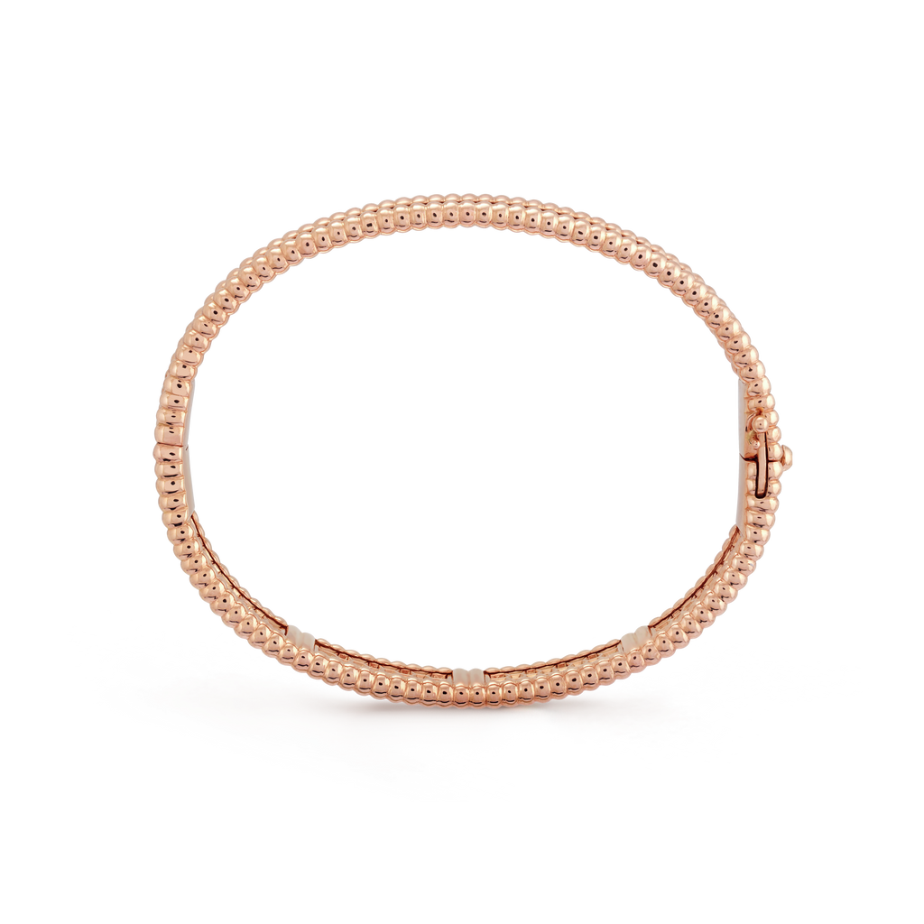 18K Van Cleef & Arpels Rose Gold Perlee Diamonds Three Rows Bracelet