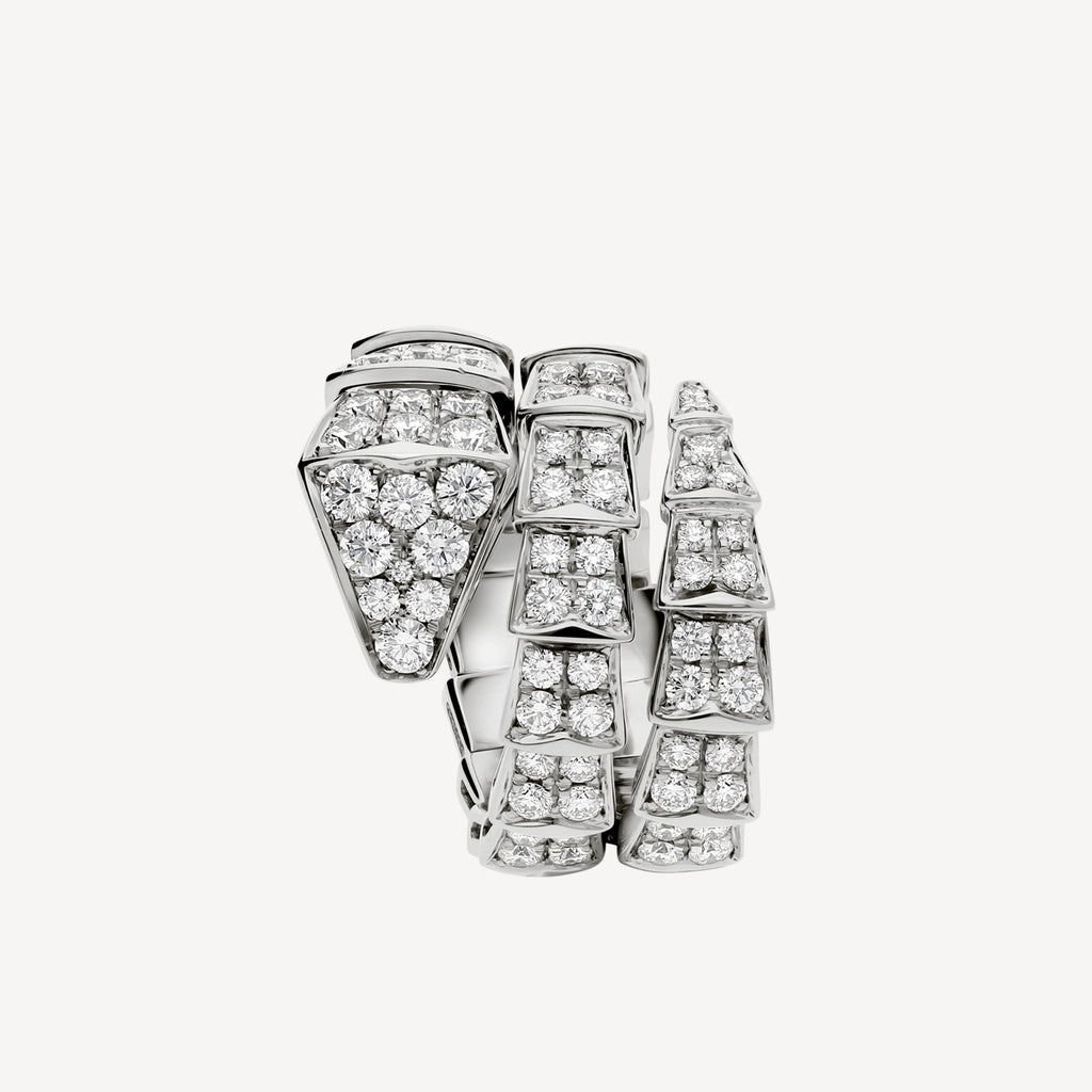 18K BVLGARI BV Serpenti Viper Full Pave Diamond Ring