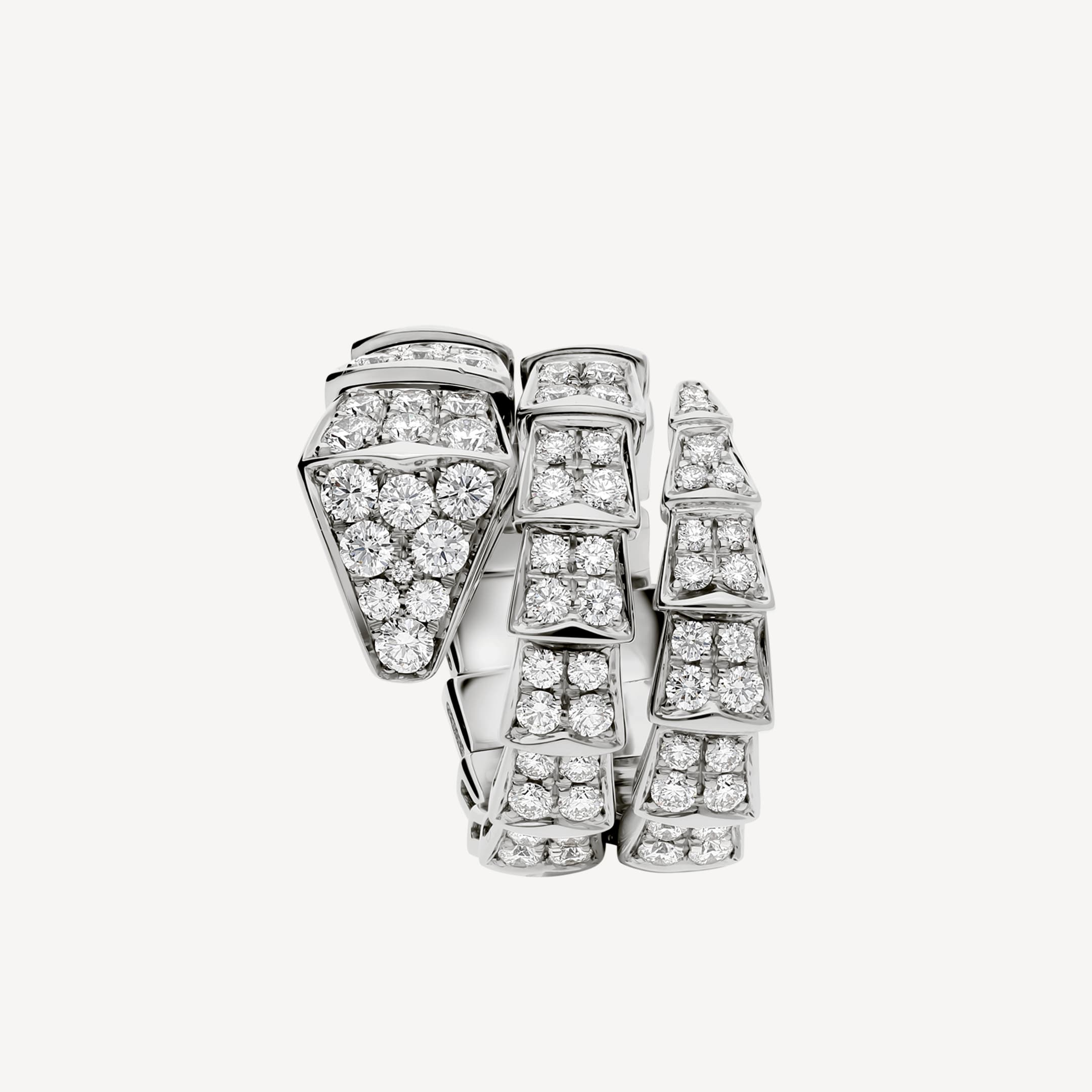 18K BVLGARI BV Serpenti Viper Full Pave Diamond Ring