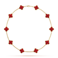 18K Van Cleef & Arpels Vintage Alhambra Carnelian 10 Motifs Necklace