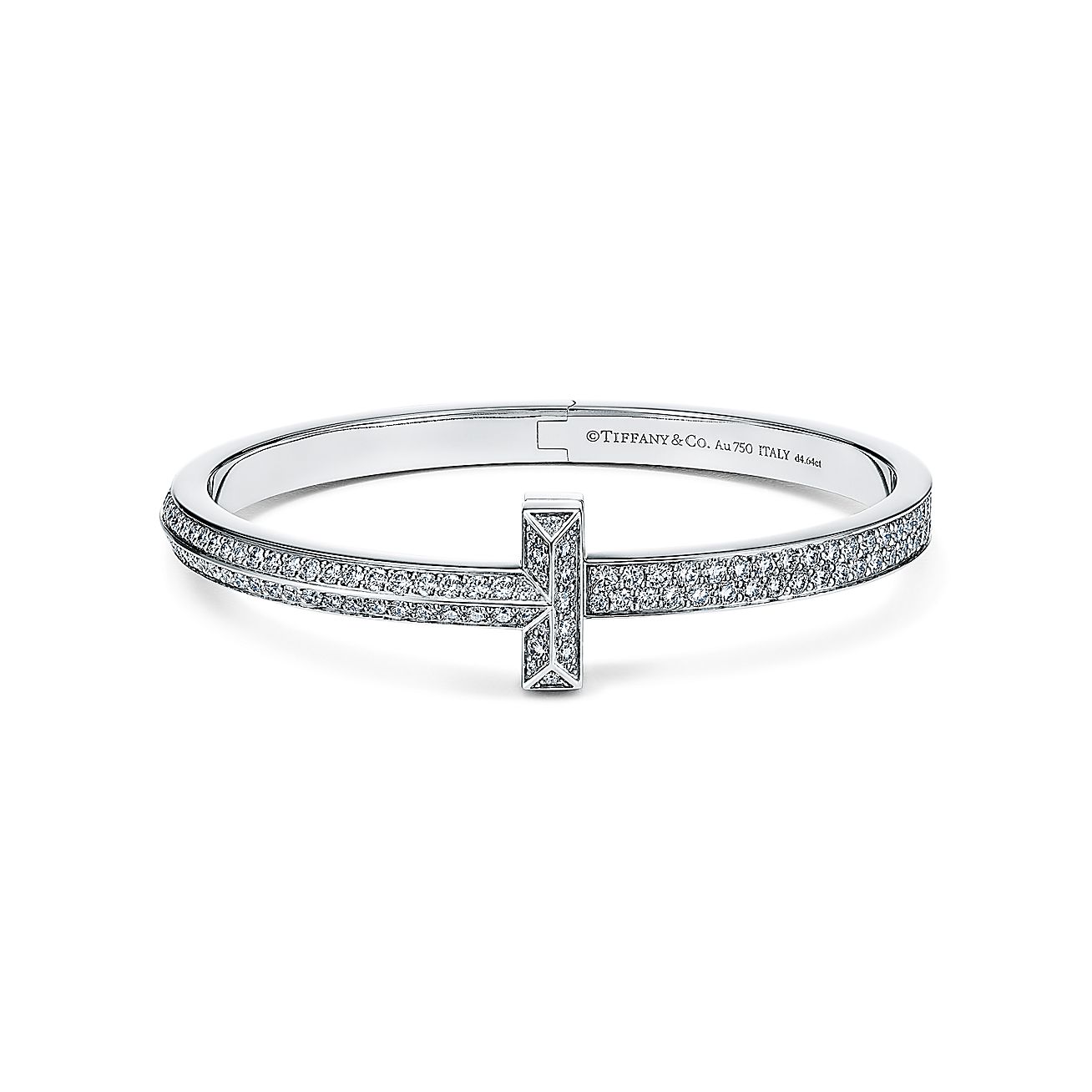 18K Tiffany Wide Diamond Hinged Bangle Bracelet