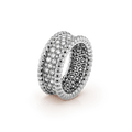 18K Van Cleef & Arpels White Gold Perlee Diamonds 3 Row Ring