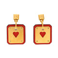 18K As De Coeur Red Hermes Earrings