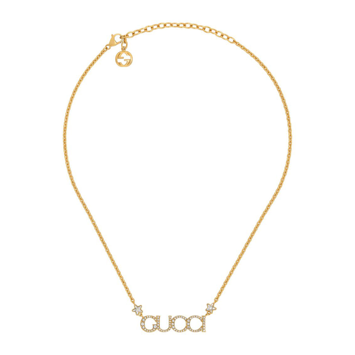 18K Gucci Embellished Script Letter Necklace