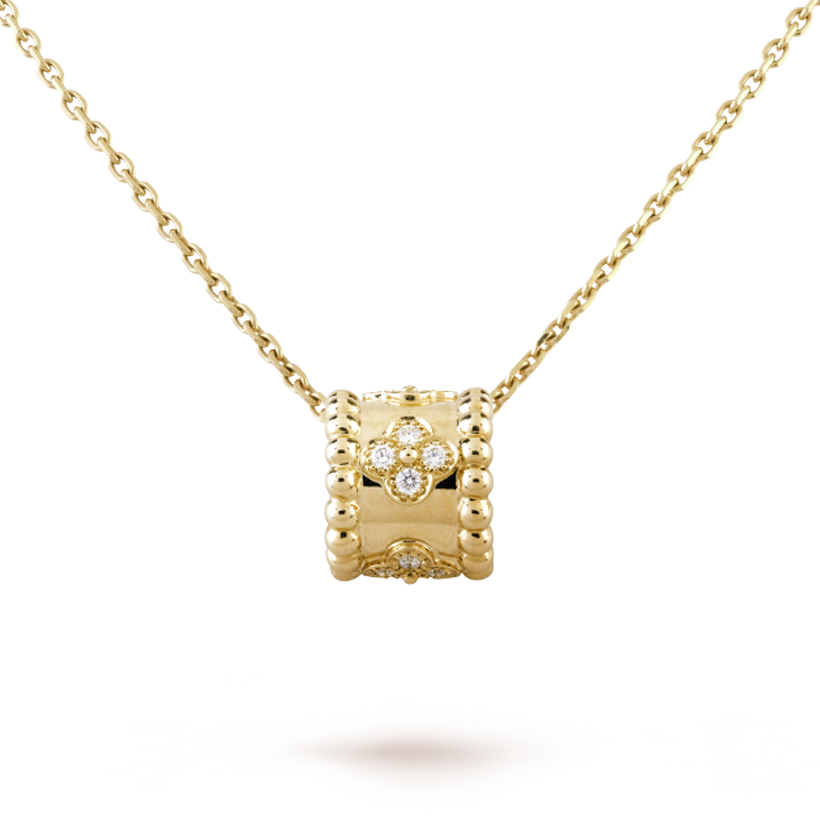 18K Van Cleef & Arpels Yellow Gold Perlee Clovers Pendant Necklace