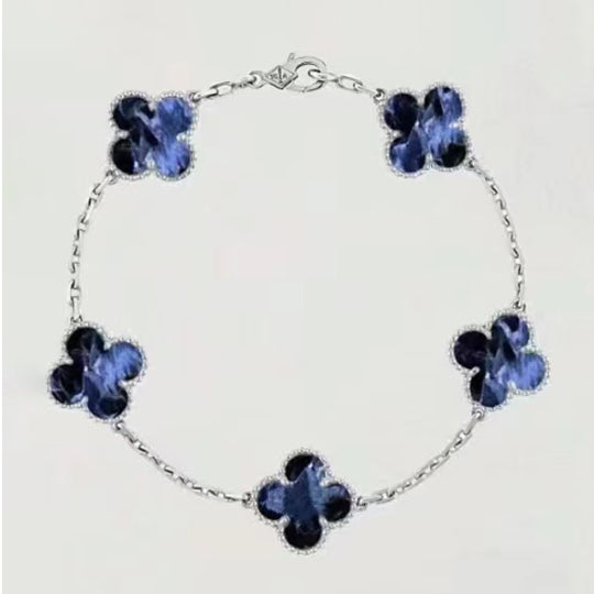 18K Van Cleef & Arpels Vintage Alhambra Crystal Blue Bracelet