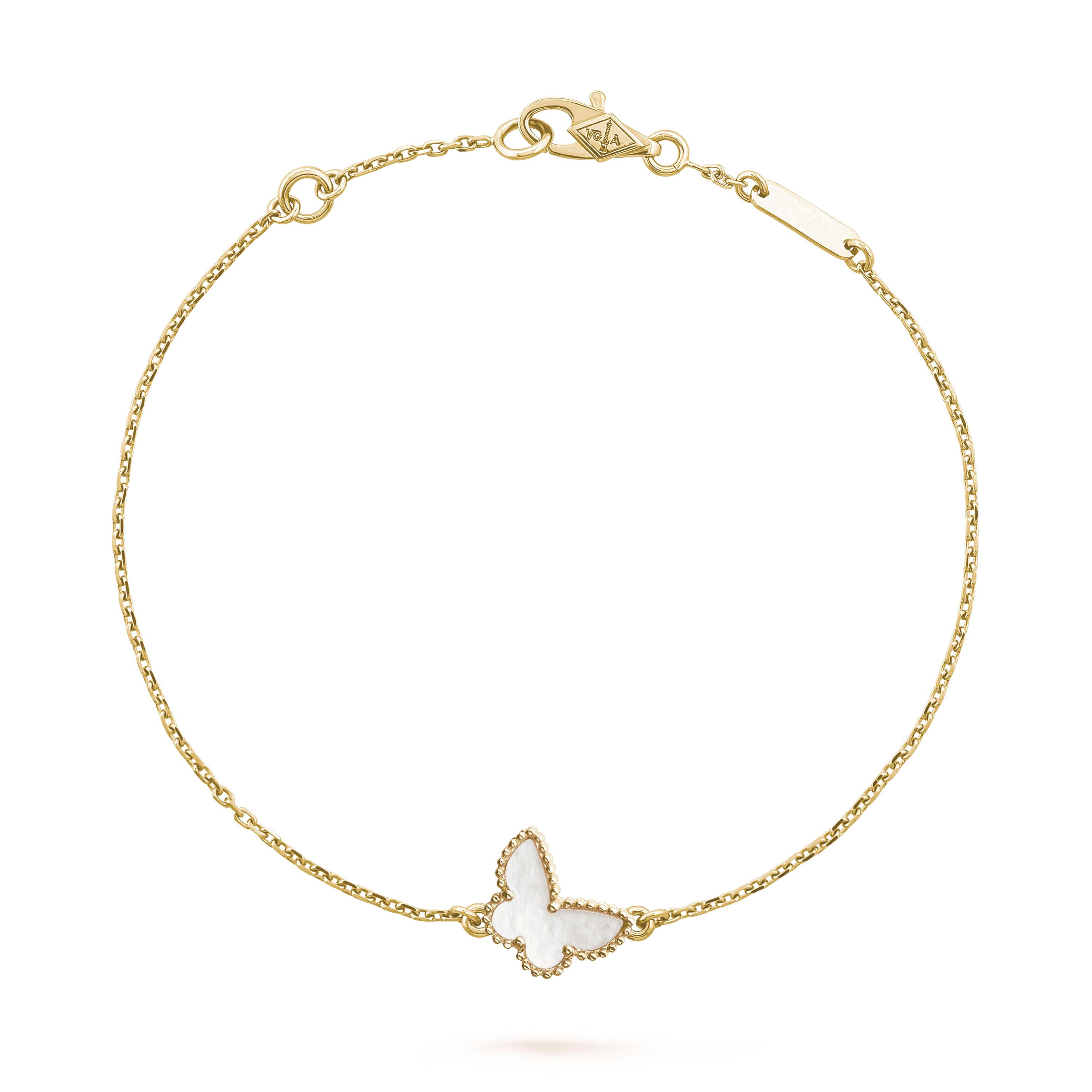 18K Van Cleef & Arpels Lucky Alhambra Butterfly Pendant Bracelet