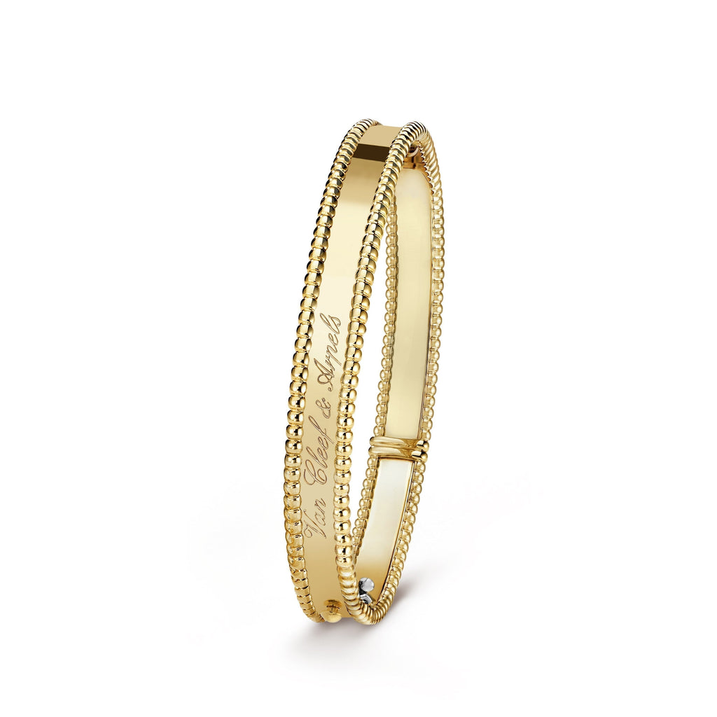 18K Van Cleef & Arpels Yellow Gold Perlee Signature Bracelet