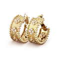18K Van Cleef & Arpels Yellow Gold Perlee Clovers Hoop Earrings