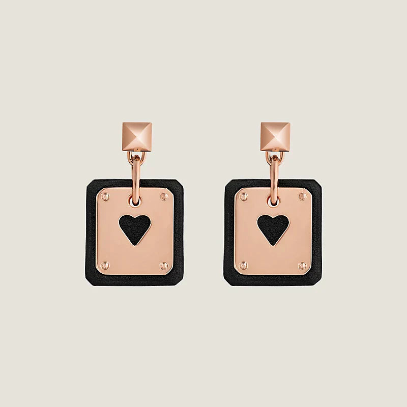 18K As De Coeur Black Hermes Earrings