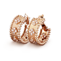 18K Van Cleef & Arpels Rose Gold Perlee Clovers Hoop Earrings