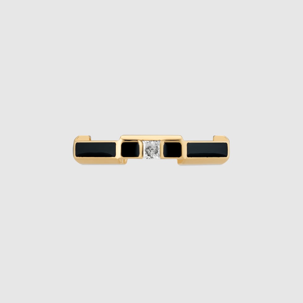 18K Gucci Link To Love Enamel And Diamond Ring