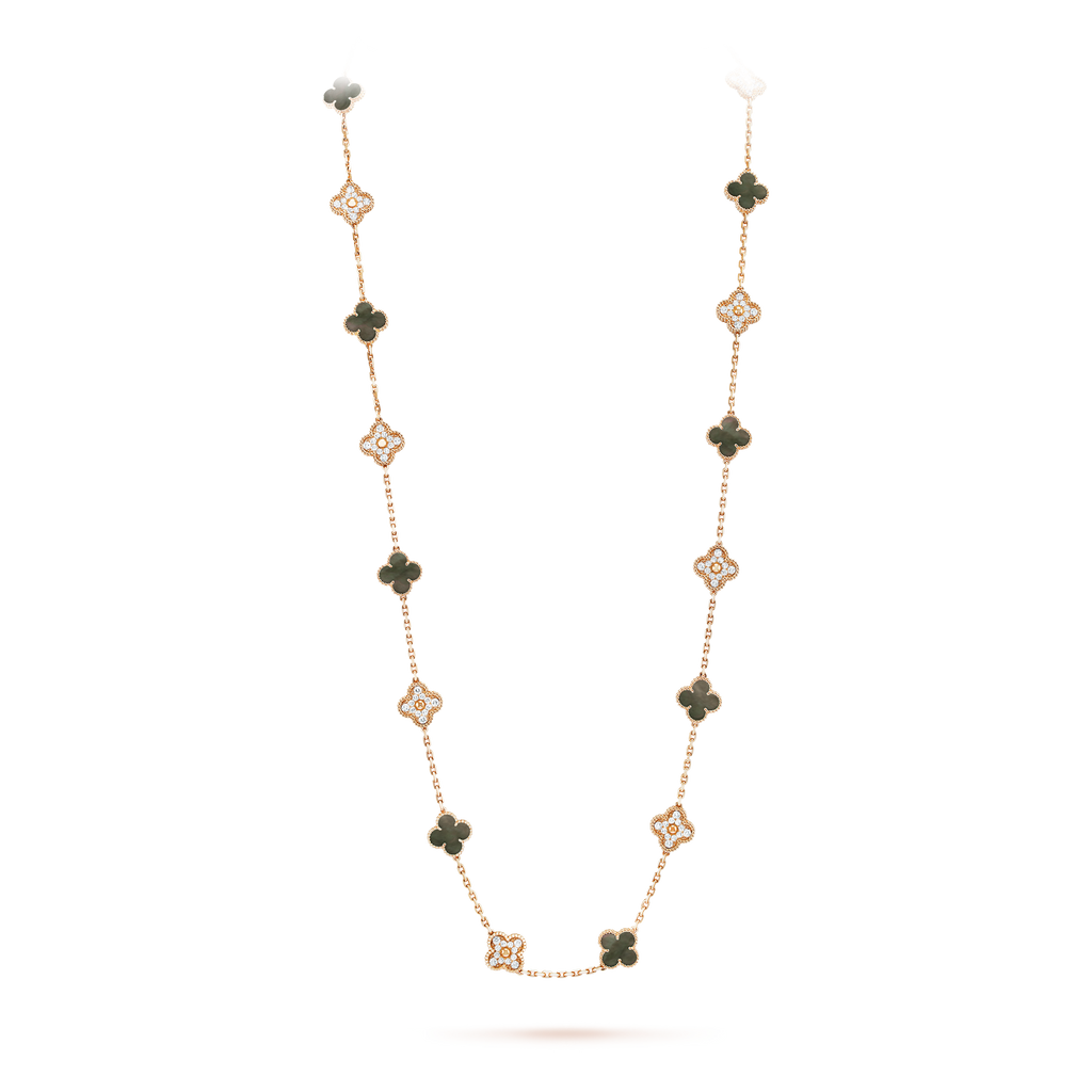 18K Van Cleef & Arpels Vintage Alhambra 20 Motifs Long Necklace