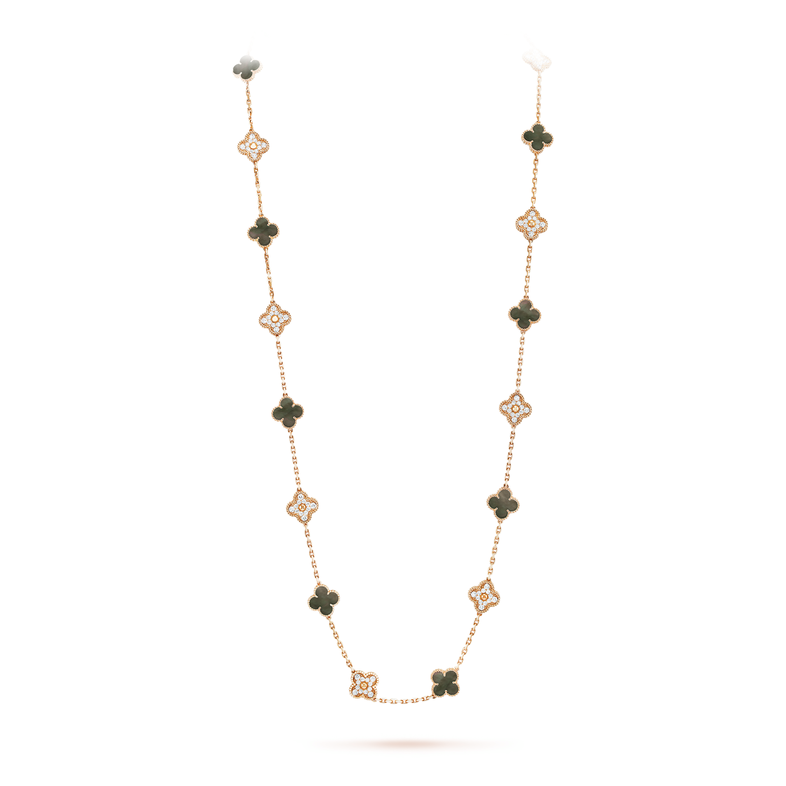 18K Van Cleef & Arpels Vintage Alhambra 20 Motifs Long Necklace