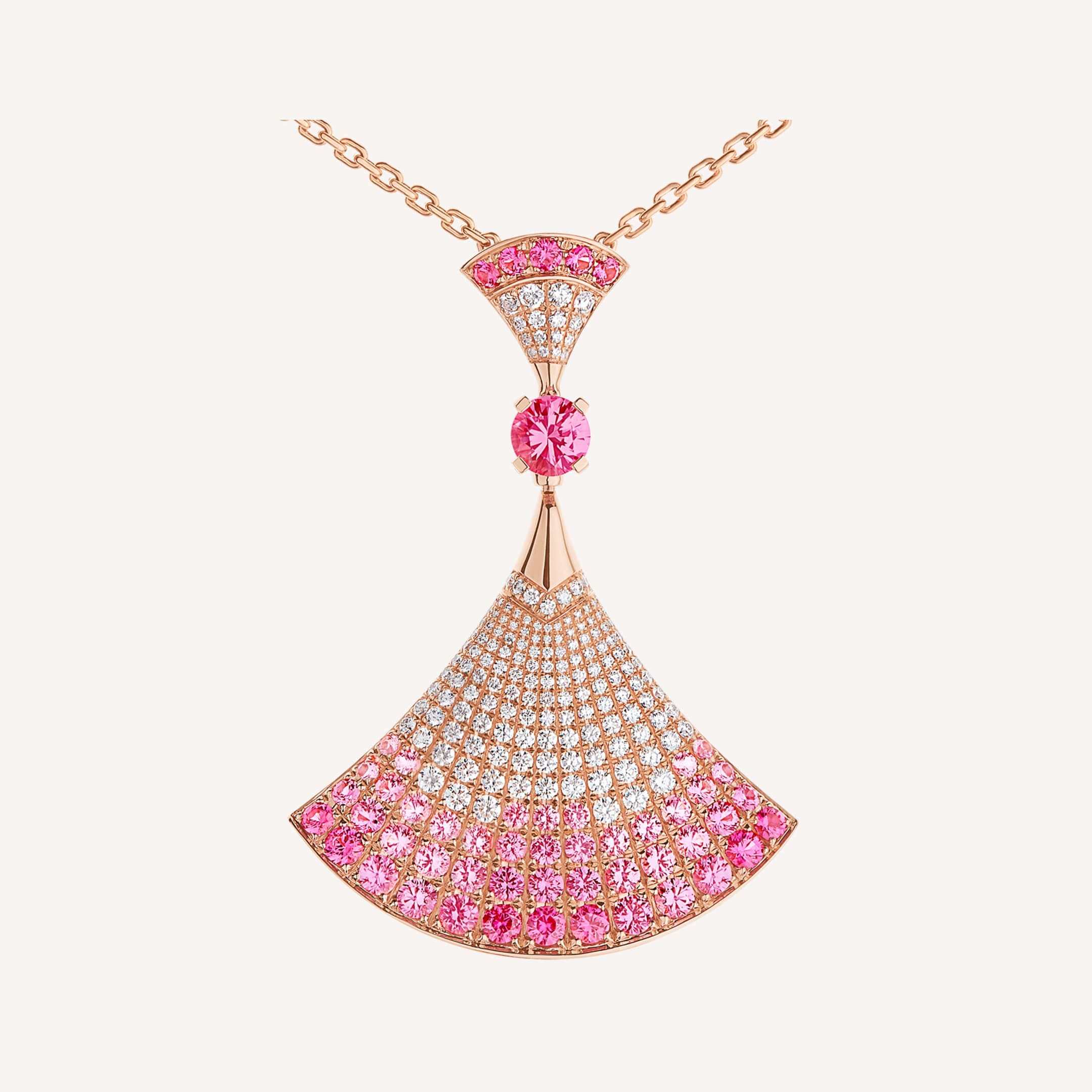 18K BVLGARI BV DIVAS' DREAM Pink Diamonds Necklace