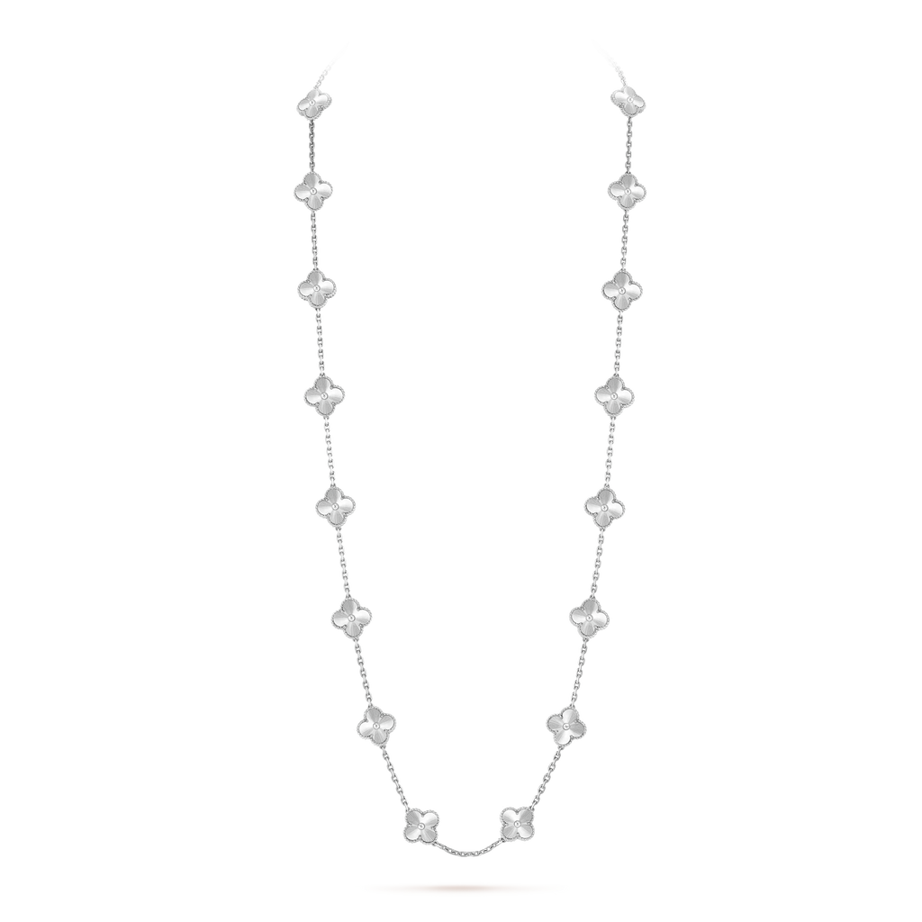 18K Van Cleef & Arpels Vintage Alhambra 20 Motifs Long Necklace