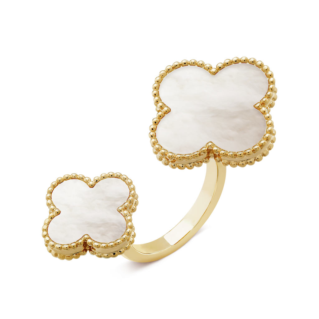 18K Van Cleef & Arpels Magic Alhambra Mother Of Pearls Clover Ring