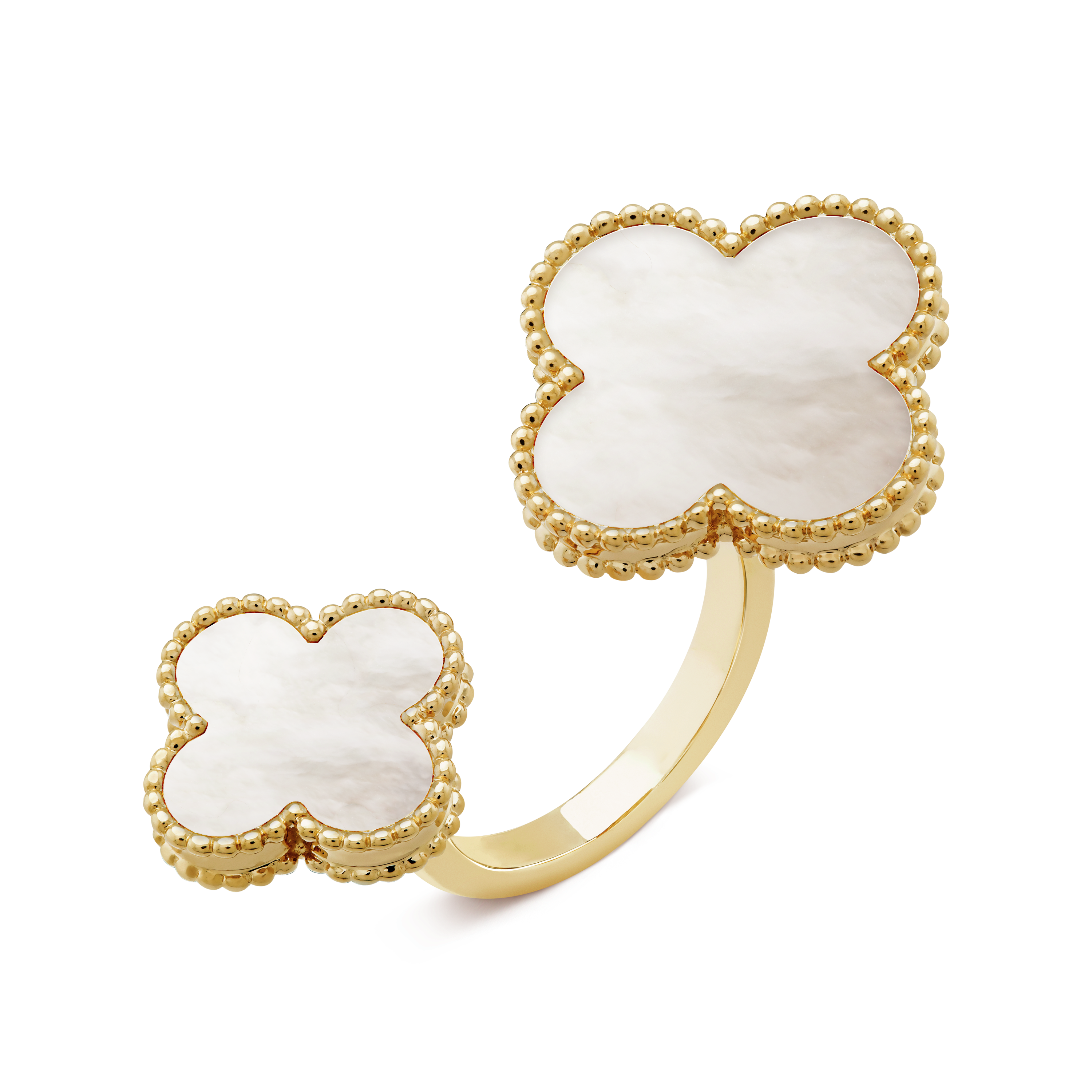 18K Van Cleef & Arpels Magic Alhambra Mother Of Pearls Clover Ring