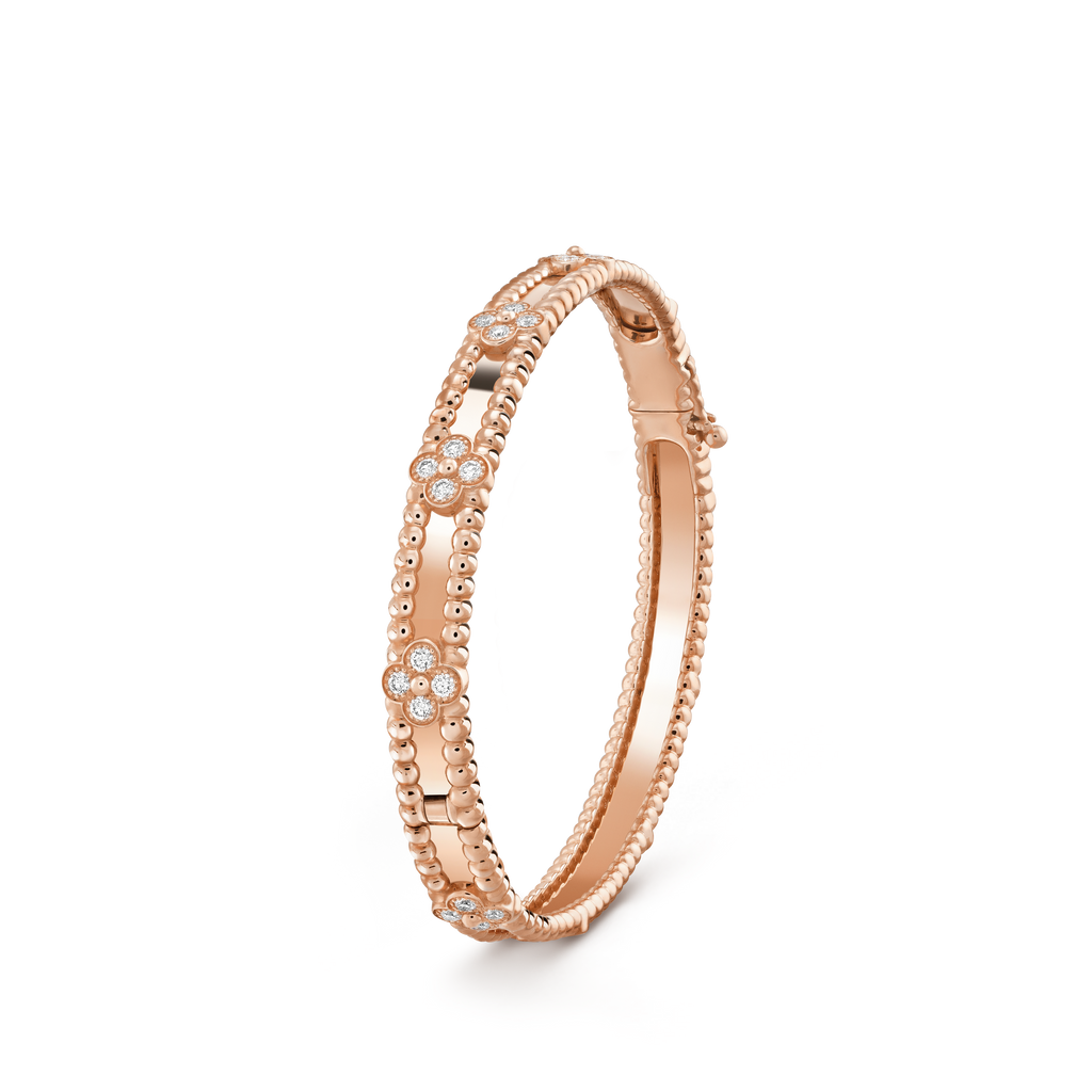 18K Van Cleef & Arpels Rose Gold Perlee Sweet Clovers Small Bracelet