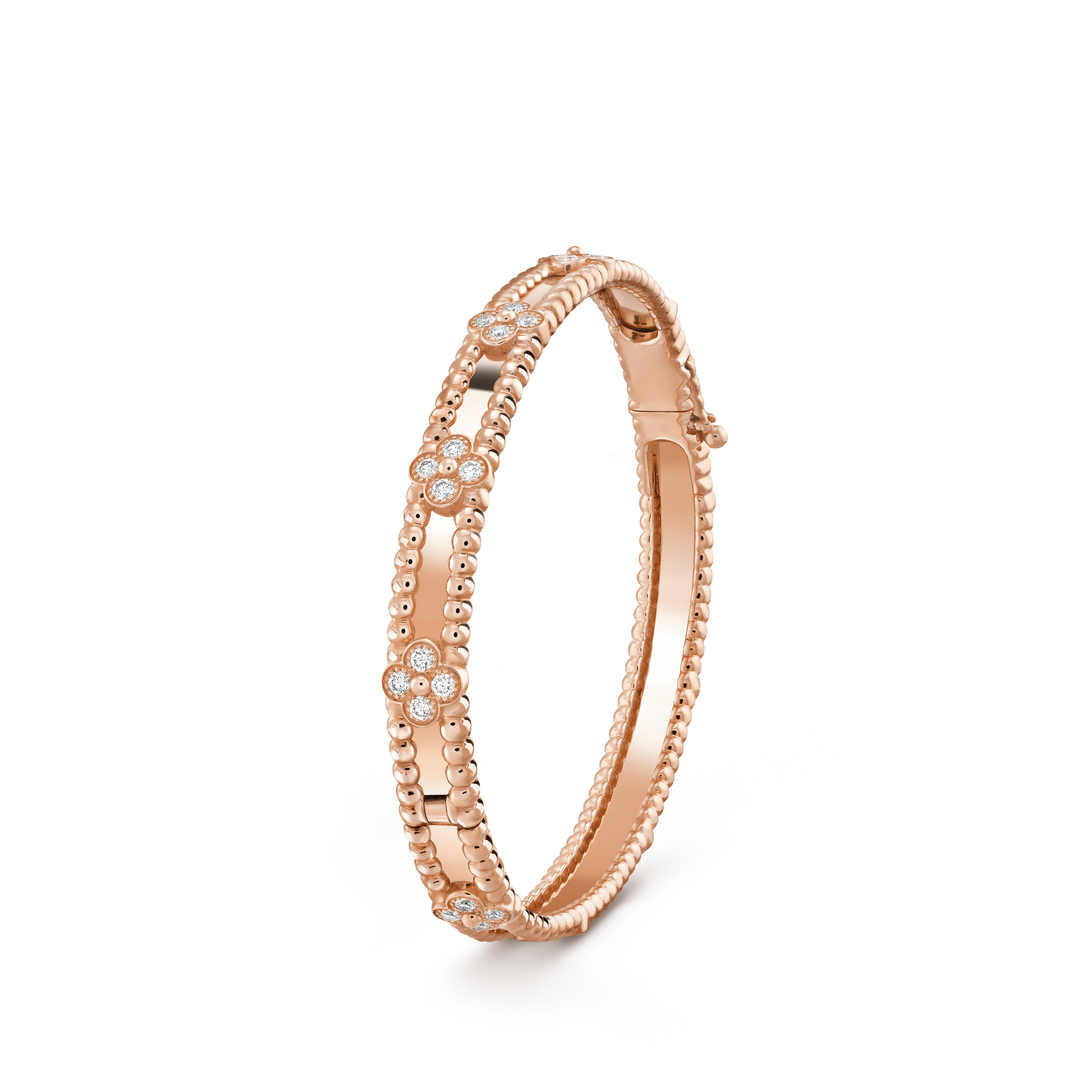 18K Van Cleef & Arpels Rose Gold Perlee Sweet Clovers Small Bracelet