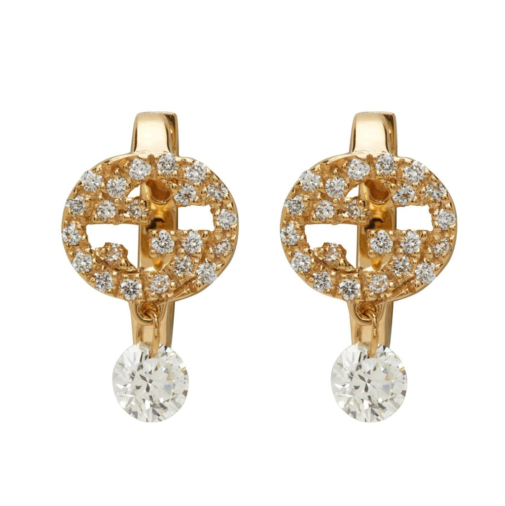 18K Gucci Interlocking G Diamond Earrings