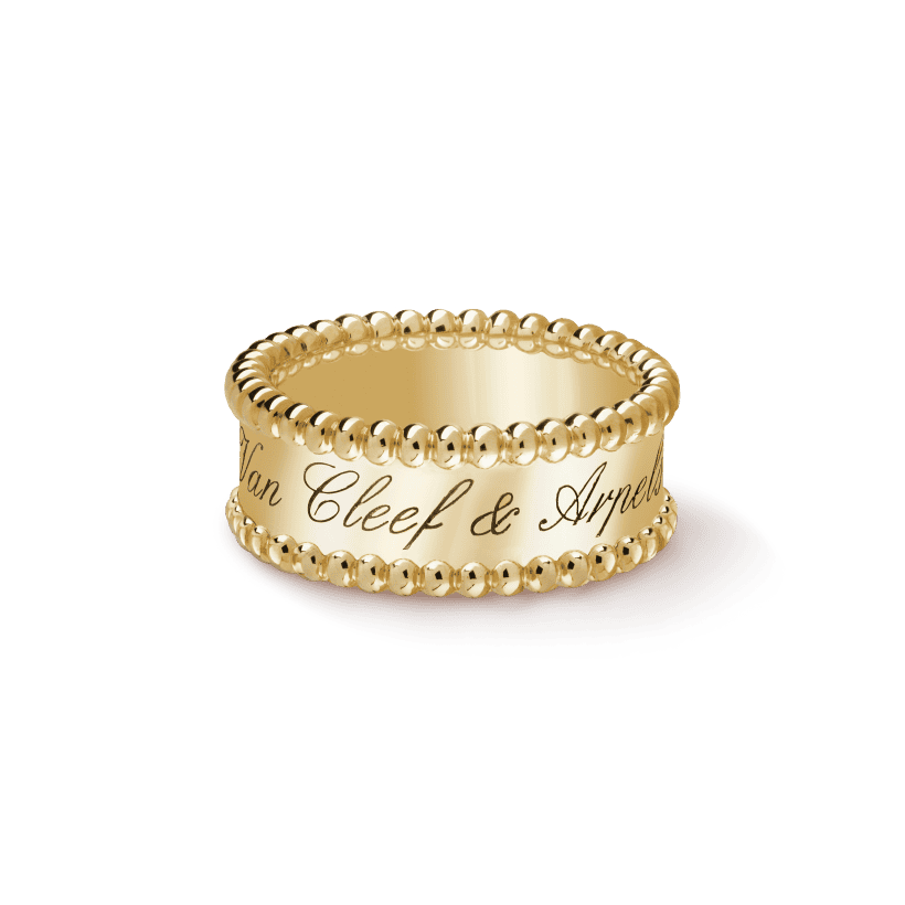 18K Van Cleef & Arpels Yellow Gold Perlee Signature Ring