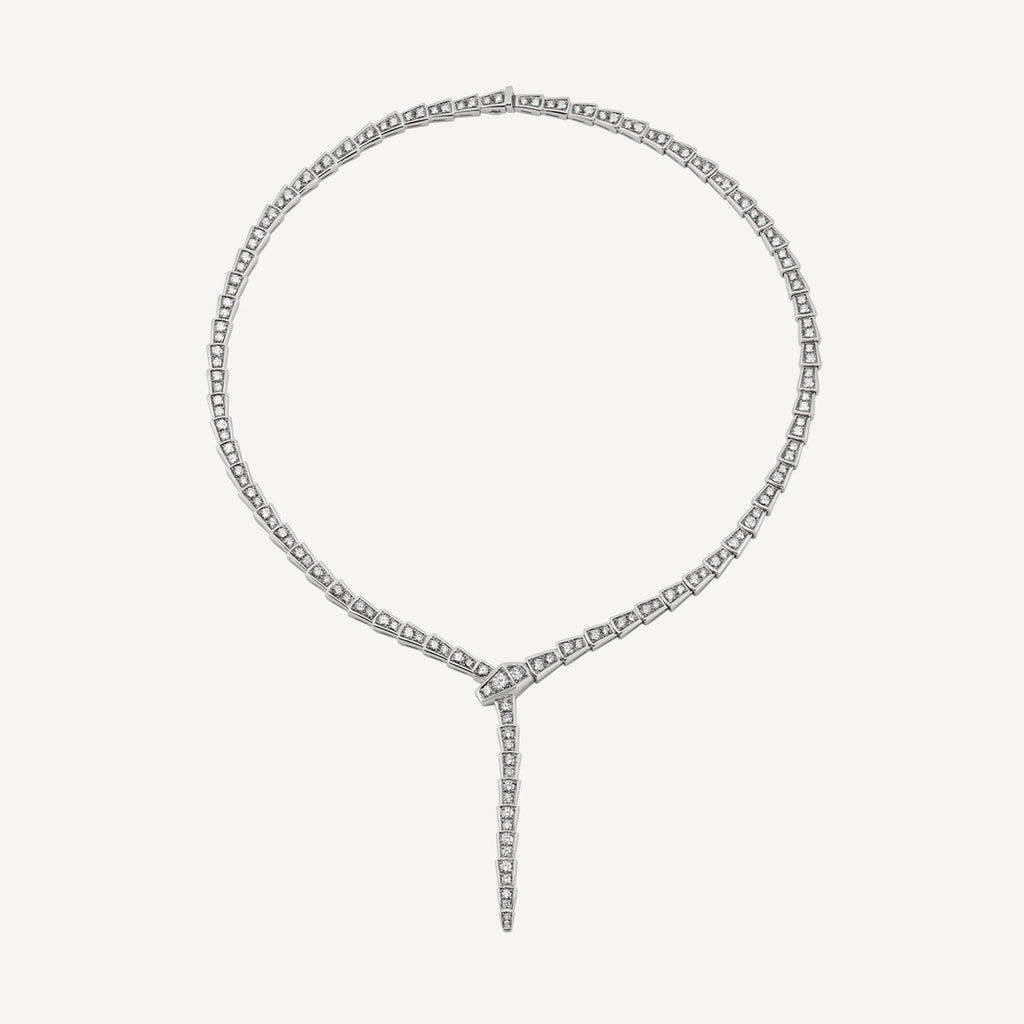 18K BVLGARI BV Serpenti Viper Full Pave Diamonds Necklace
