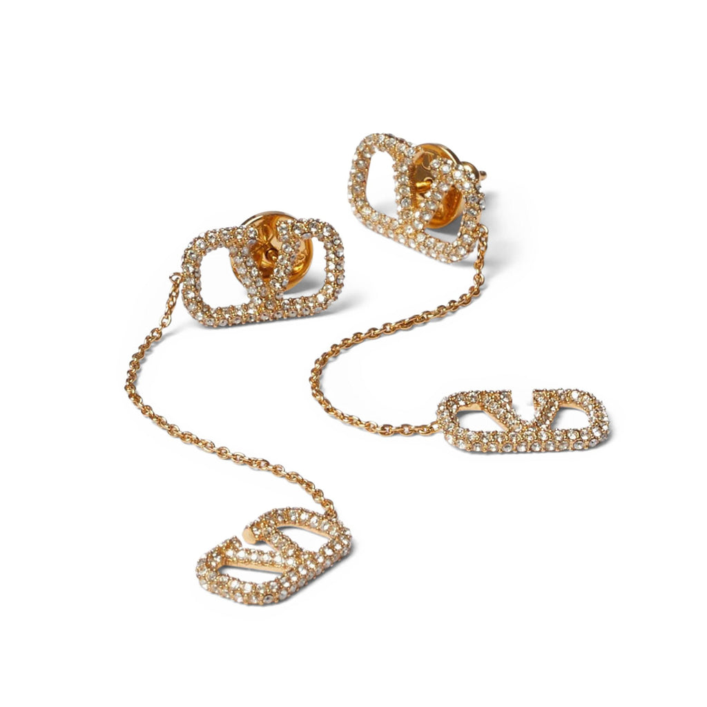 18K Valentino Garavani Crystal Vlogo Signature Earrings