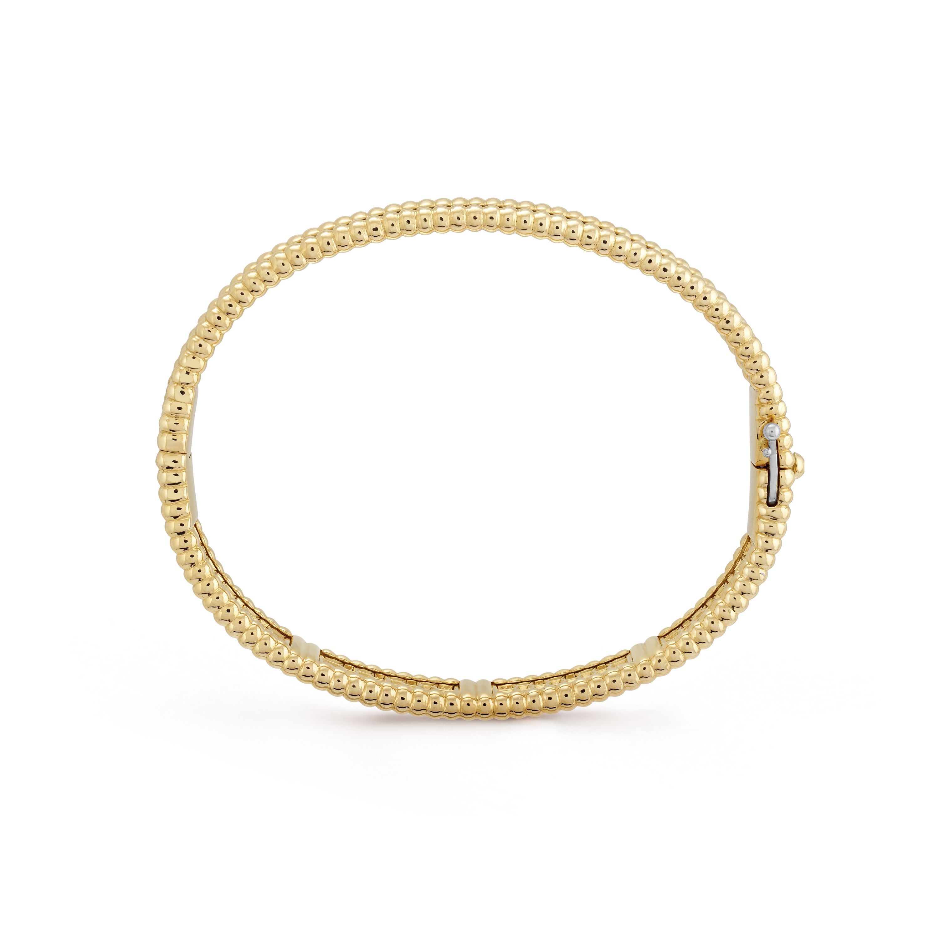 18K Van Cleef & Arpels Yellow Gold Perlee Diamonds Three Rows Bracelet